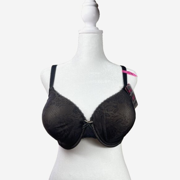 Maidenform Black Lace Beige T-Shirt Bra 40C NWT Lightly Lined Sexy - Picture 1 of 9